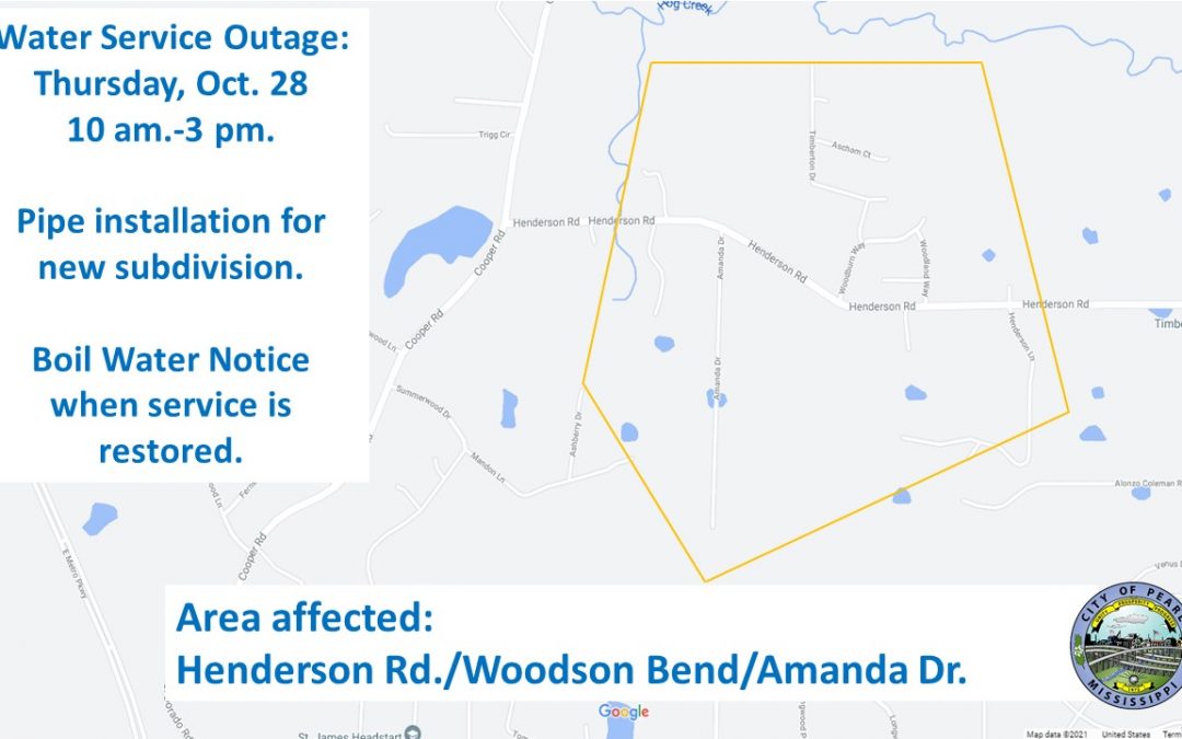 Henderson Rd. Water Update for Thursday Oct. 28.