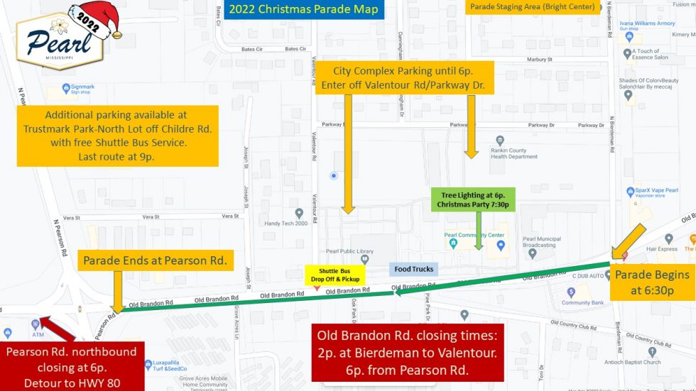 Pearl Christmas Parade Info and Map! City of Pearl