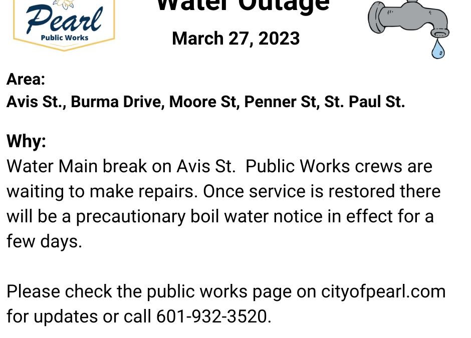 Water Outage Alert for 3.27.23